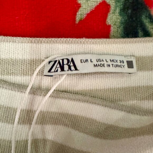 ZARA Striped Bodycon Tank Dress Beige White Size L NWT - Picture 6 of 7